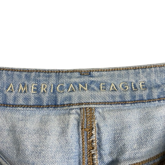 American Eagle Women's Light Wash Distressed High Waisted Mom Jeans - Picture 4 of 9